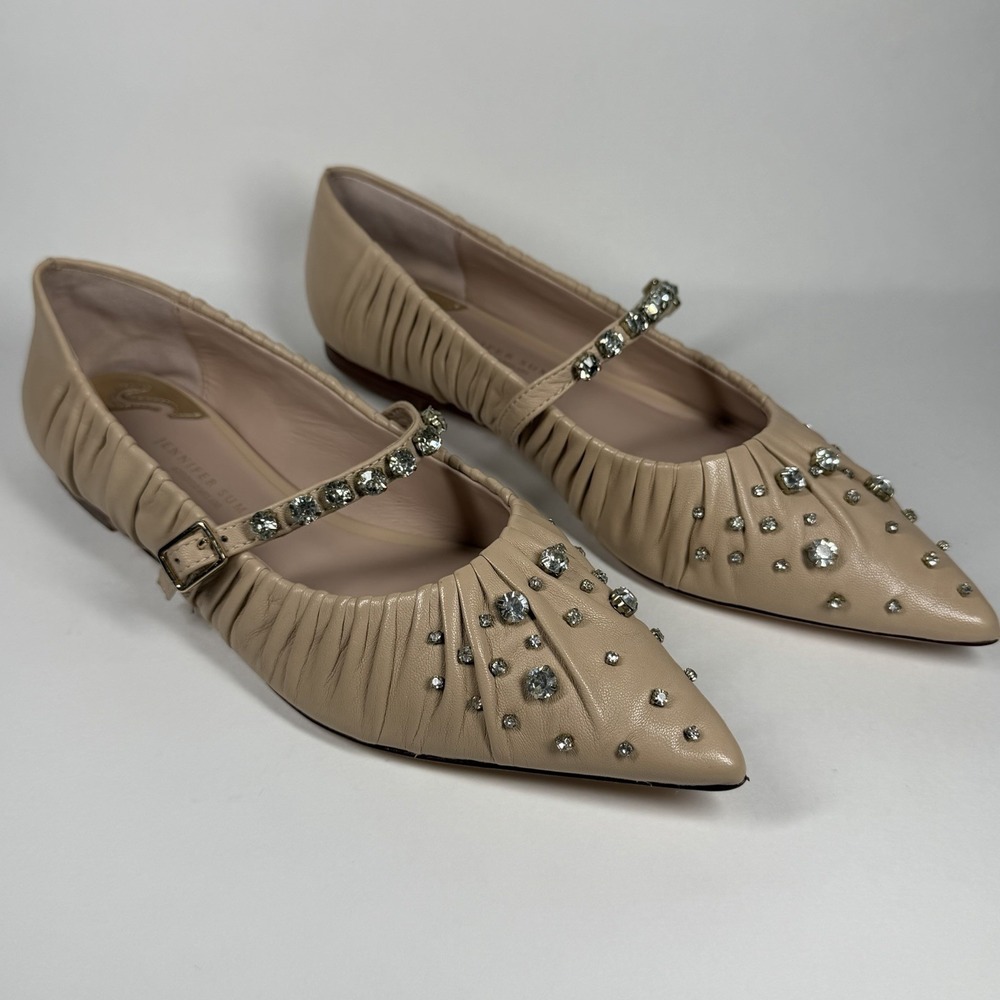 Antonio Melani Jennifer Sumko Size 7.5 M Nude Bling Lyssa Lou Mary Jane Flats